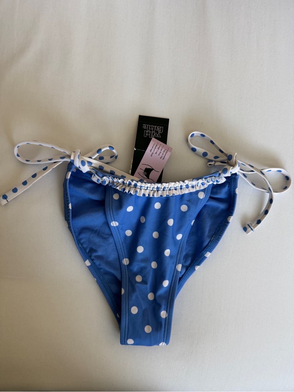 NWT Wild Fable Blue Polka Dot Side Tie Bikini Bottom in blue size xxs (00)